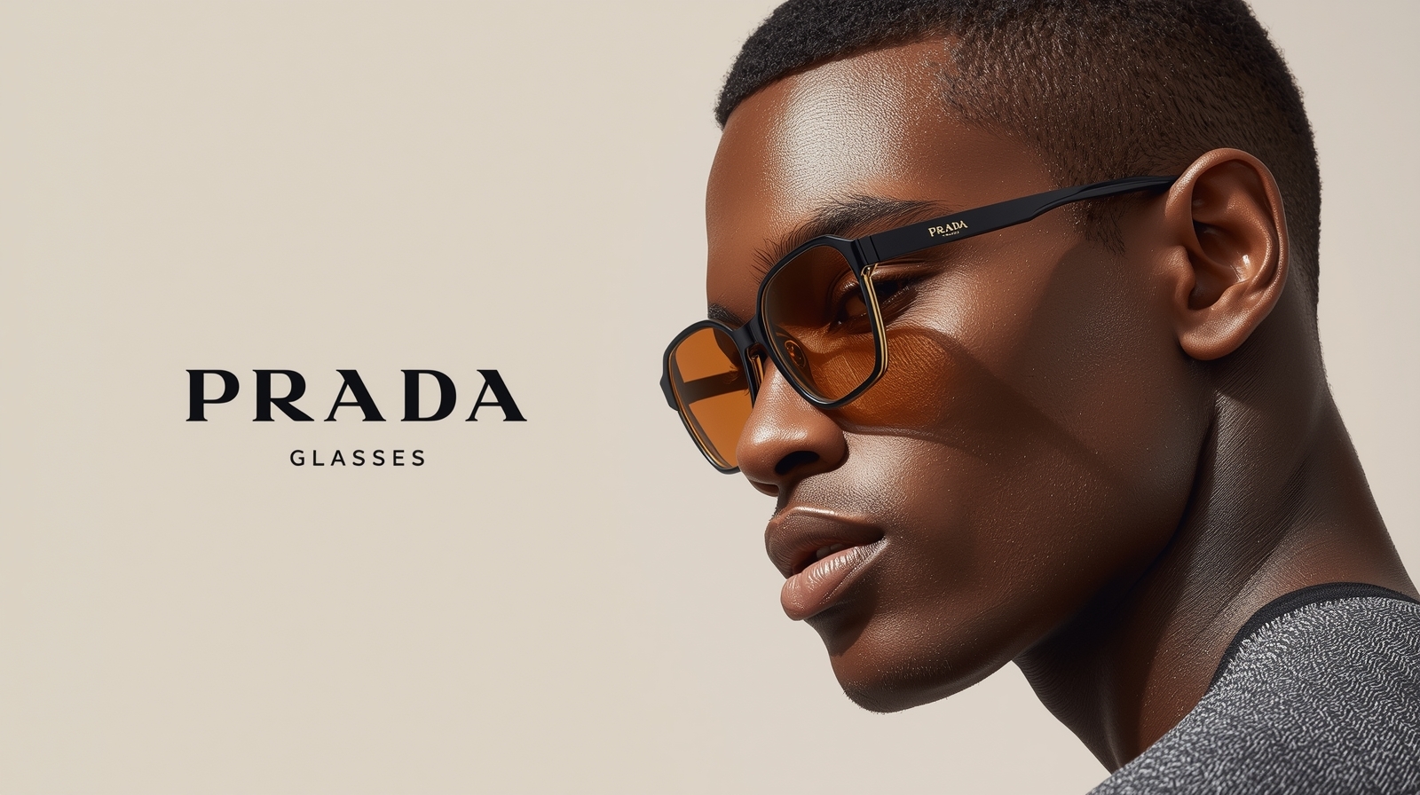 High-fashion men’s Prada sunglasses banner